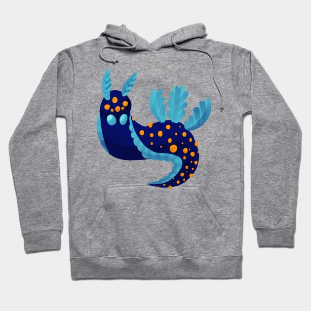 Cute Blue Alien Sea Slug Hoodie by narwhalwall